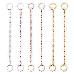 (52) Непрозрачная лаванда 6 шт. 3 цвета стерлингового серебра концы с цепочкой, разноцветные, 30~31x0.5x0.5 мм, 2 шт / цвет