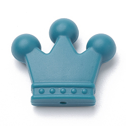 Темный Голубой Пищевые экологически чистые силиконовые фокусные шарики, корона, темные голубые, 30x35x10 мм, отверстие : 2 мм