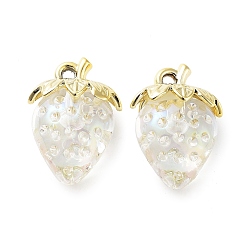 Прозрачный Прозрачные акриловые подвески, клубника прелести, прозрачные, 32x23x14.5 мм, отверстие : 2.5 мм