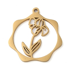 Golden 304 Stainless Steel Pendants, Flower, Golden, 23.5x21.5x1mm, Hole: 1.5mm