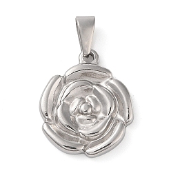 Нержавеющая Сталь Цвет Не тускнеющие 304 подвески из нержавеющей стали, цветочный шарм, цвет нержавеющей стали, 23.5x20x3 мм, отверстие : 7.5x3.5 мм