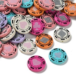 (52) Непрозрачная лаванда Печатные непрозрачные акриловые бусины, плоско-круглые, разноцветные, 30x6 мм, отверстие : 3 мм