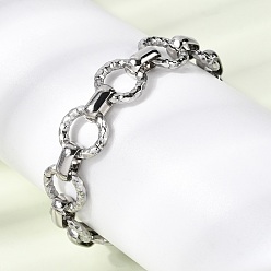Нержавеющая Сталь Цвет 304 женские браслеты-цепочки со звеньями из нержавеющей стали, кольцо, цвет нержавеющей стали, 6.69 дюйм (17 см)