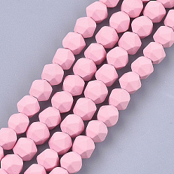 Pink Окрашенного распылением немагнитных синтетических нитей гематита бусы, звезды вырезать круглые бусы, граненые, розовые, 6x6x6 мм, отверстие : 0.8 мм, около 64~67 шт / нитка, 14.9 дюйм ~ 15.7 дюйм