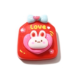 Bag Кабошоны из непрозрачной смолы на тему кролика, малиновый, ранец, 25.5x22.5x9.5 мм