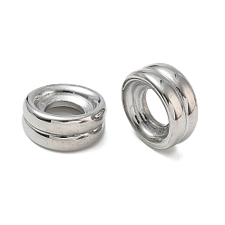 Stainless Steel Color 304 Stainless Steel Large Hole Beads, Grooved Column, Stainless Steel Color, 14x6.5mm, Hole: 6.4mm
