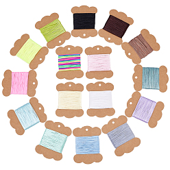 Couleur Mélangete 16 cartes 16 cordons en polyester de couleurs, cordon de rattail satiné, matériel de bricolage pour la fabrication de bijoux, ronde, couleur mixte, 1mm, environ 10m / carte, 1 carte/couleur