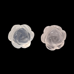Розовый Кварц Природного розового кварца бусы, половине просверлил, резной, цветок розы, 12~14x6~10 мм, отверстие : 0.9 мм