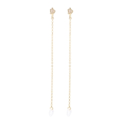 Golden Creative Heart Cubic Zirconia Earring Strap, Brass Cuff Earring with Long Tassel, Bluetooth Headset Anti-lost Earrings, Golden, 122mm