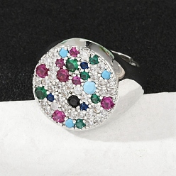 Платина Кольца для женщин с микропаве из латуни и кубическими цирконами, круглые, стойки покрытие, без кадмия и без свинца, долговечный, платина, 17.5 мм, размер США 7 1/4 (17.5 мм)