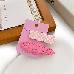 Ярко-Розовый 2 шт. пластиковые заколки для волос из кожи аллигатора, аксессуары для волос для девочек женщин, прямоугольник и облако, ярко-розовый, 50~65x20 мм, 2 шт / комплект