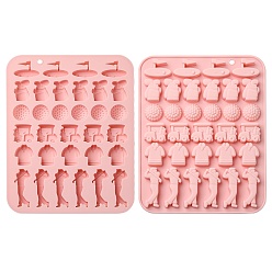 Pink 2 Moules en silicone sur le thème du golf, rose, 20.2x15.7x1.2 cm