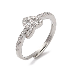 Платина Стойка с покрытием из латуни с кубическим цирконием и арабскими буквами, регулируемые кольца для женщин, без кадмия и без свинца, долговечный, платина, 7x9.9 мм, внутренний диаметр: 18.2 мм