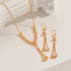 Золотой Наборы ожерелий и серег с кисточками из круглых железных бусин для женских вечеринок, золотые