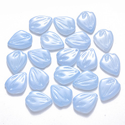 Светло-Голубой Прозрачные стеклянные подвески для выпечки, лепесток, Небесно-голубой, 19x15x3.5 мм, отверстие : 1 мм