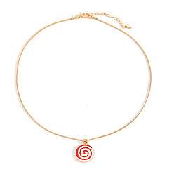 Другие Рождественские ожерелья с подвесками из цинкового сплава и эмали, золотые, красные, спиральную форму, 17.32 дюйм (44 см), Кулон : 27 мм