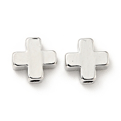 Платина Латунные бусины, без кадмия и без свинца, крестик, платина, 6x6x2.5 мм, отверстие : 1.2 мм