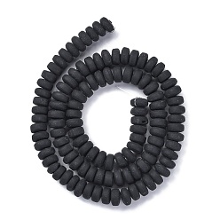 Black Handmade Polymer Clay Beads Strands, for DIY Jewelry Crafts Supplies, Flat Round, Black, 6~7x3mm, Hole: 1.5mm, about 113~116pcs/strand, 15.55 inch~16.14 inch(39.5~41cm)