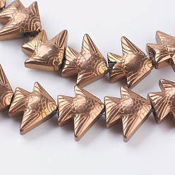 с Покрытием Меди Pvd вакуумное покрытие гальванопокрытие немагнитные синтетические гематитовые бусины нити, класс А, тропических рыб, с медным покрытием, 6.5~7x8x3 мм, отверстие : 1 мм, около 66 шт / нитка, 16.1 дюйм (41 см)