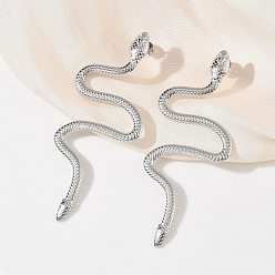 Нержавеющая Сталь Цвет 304 серьги-гвоздики из нержавеющей стали для женщин, змея, цвет нержавеющей стали, 76x31 мм