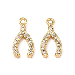 Настоящее золото 18K Латунные микропаве прозрачные кубические циркониевые подвески, поперечных рычагах, без никеля , реальный 18 k позолоченный, 13x7x2 мм, отверстие : 1.2 мм