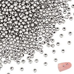 Нержавеющая Сталь Цвет 500шт. 304 круглые бусины из нержавеющей стали с швом, для изготовления ювелирных изделий, цвет нержавеющей стали, 3 мм, отверстие : 1 мм