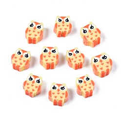 Шампанско-Желтый Бусины из полимерной глины , сова, шампанское желтый, 9~10.5x8~10x4~5 мм, отверстие : 1.6 мм