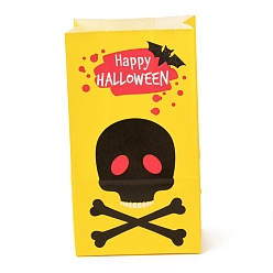 Skull Halloween Thema Kraftpapiertüten, Geschenk-Taschen, Snackbeutel, Rechteck, Schädelmuster, 23.2x13x8 cm