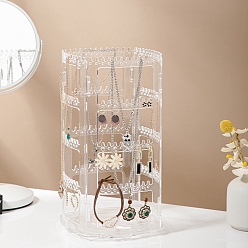 Clear Rotatable Acrylic Earring Display Stands, Square Jewellery Earring Organizer Hanging Holder, Clear, 16.5x16.5x30cm