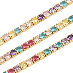 Настоящее золото 18K 925 цепочки из стерлингового серебра с разноцветными кубическими циркониями, для изготовления теннисных браслетов и ожерелий, для изготовления теннисных браслетов и ожерелий, реальный 18 k позолоченный, 3x3 мм