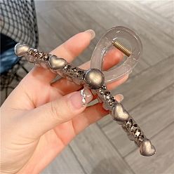 Розово-Коричневый Пластиковые заколки-коготь для волос для женщин и девочек, сердце, с пластиковой жемчужины, розово-коричневый, 130 мм