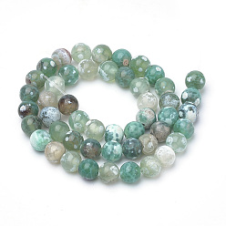 Light Sea Green Dyed Natural Fire Crackle Agate Beads Strands, Round, Light Sea Green, 6~6.5mm, Hole: 1mm, about 63pcs/strand, 15.5 inch