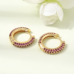 Camélia Micro cuivres ouvrent zircons boucles d'oreilles, sans plomb et sans cadmium, crémaillère plaquage, plaqué longue durée, réel 18 k plaqué or, camélia, 17~17.5x3~3.5mm
