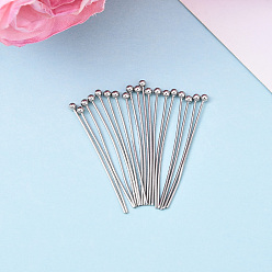 Платинированный Контакты латунь шаровой головкой, без никеля , Реальная платина, 29.5x0.6 мм, Руководитель: 2 mm