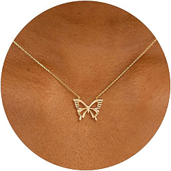 Бабочка Латунные ожерелья с подвесками для женщин, золотые, бабочка, 17.72 дюйм (45 см)