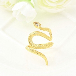 Настоящее золото 18K 304 из нержавеющей стали манжеты кольца, змея, с микро проложить кубического циркония, ионное покрытие (ip), ручная полировка, реальный 18 k позолоченный, 33 мм, внутренний диаметр: 17 мм