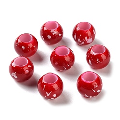 (123L) Белый крем непрозрачный блеск Европейские бусины из АБС-пластика, окрашенные распылением, бусины с большим отверстием, круглые, огнеупорный кирпич, 12x10 мм, отверстие : 6 мм, Около 720 шт / 500 г