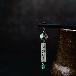 Зеленый Палочки для волос из ацетата целлюлозы, деревянных бусин и бусин из лампвука, аксессуары для волос для женщин и девочек, зелёные, 180 мм