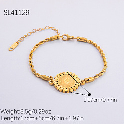 Цветок 304 из нержавеющей стали ссылка браслеты, браслеты из веревочных цепей для женщин, реальный 18 k позолоченный, цветок, 6-3/4 дюйм (17 см)