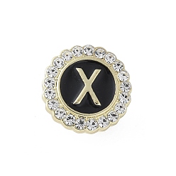 Letter X Эмалевые булавки с буквами, броши из сплава для одежды рюкзака, с четким кубического циркония, Письмо X, 17.8x17 мм