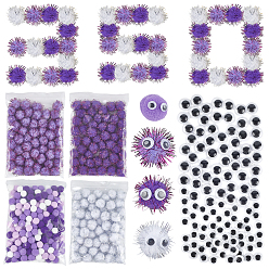 Индиго Сделай сам 450шт 4 стили кукольные глаза изготовление аксессуаров наборы, в том числе полукруглые пластиковые кабошоны для поделок, с помпонами для кукольного ремесла, пряжей и шариками-помпонами, индиговые, 6~8x3 мм