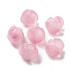Pink Термоусадочные пластиковые колпачки для бусин, 5-лепестковый бутон, розовые, 15x16x3 мм, отверстие : 1.6 мм