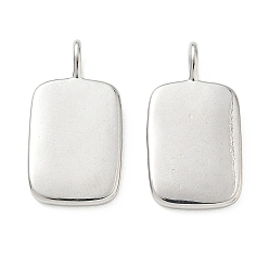 Платина Латунные подвески, прямоугольник амулеты, штамповка пустой метки, платина, 26x14x2.5 мм, отверстие : 4x2.5 мм