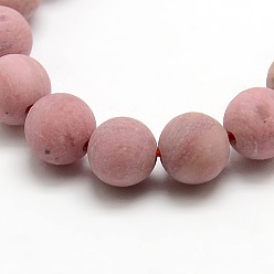 Rhodonite Frosted Natural Rhodonite Round Bead Strands, 8mm, Hole: 1mm, about 47~49pcs/strand, 14.9~15.6 inch