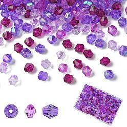 Фиолетовый Прозрачные акриловые бусины, двухконусные, фиолетовые, 6x5.5~6 мм, отверстие : 1 мм, 100 шт / стиль