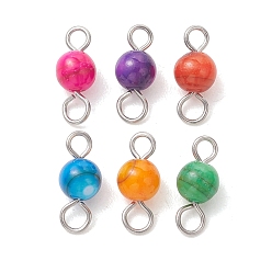 Нержавеющая Сталь Цвет Окрашенные натуральные пресноводные ракушки, круглые соединительные звенья, подвески, с 304 петлями из нержавеющей стали, разноцветные, цвет нержавеющей стали, 12x5 мм, отверстие : 2 мм