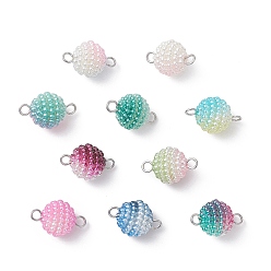 Нержавеющая Сталь Цвет Акриловые круглые подвески-фигурки в форме ягод из искусственного жемчуга, с 304 двойными петлями из нержавеющей стали, разноцветные, цвет нержавеющей стали, 15~16x15 мм, отверстие : 2 мм