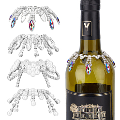 Платина 4 шт. стеклянные стразы цепочки для чашек подвески для бокалов, разнообразные, платина, 50~60 мм