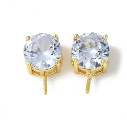 Настоящее золото 18K Латунные микропроволочные кубические циркониевые подвески, без свинца и без кадмия, долговечный, стойки покрытие, реальный 18 k позолоченный, 16.5x10x7 мм, штифты : 1 мм