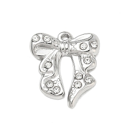 Bowknot 304 Edelstahl Strass Anhänger, echt 18 k vergoldet, Bowknot Charms, 18.5x16.5x3 mm, Bohrung: 1.3 mm